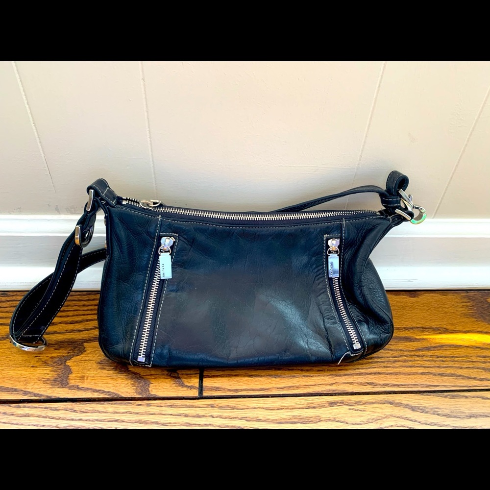 Perlina Black Leather Purse